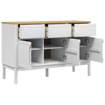 vidaXL Ντουλάπι FLORO Λευκή 114x43x74cm από Μασίφ Ξύλο Πεύκου 1 τεμ.