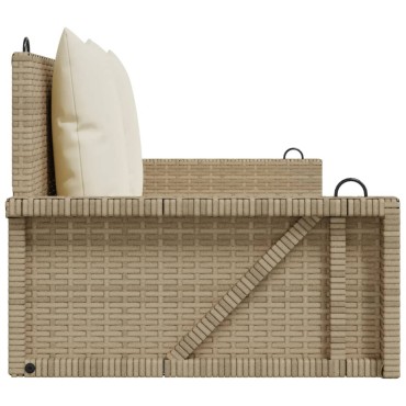 vidaXL Παγκάκι Κούνια Μπεζ 119x56x48cm Συνθετικό Ρατάν με Μαξιλάρια 1 τεμ.