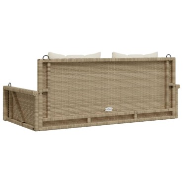 vidaXL Παγκάκι Κούνια Μπεζ 119x56x48cm Συνθετικό Ρατάν με Μαξιλάρια 1 τεμ.