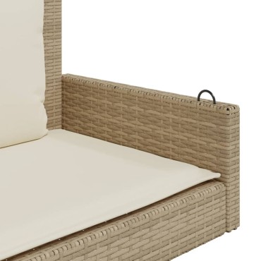 vidaXL Παγκάκι Κούνια Μπεζ 119x56x48cm Συνθετικό Ρατάν με Μαξιλάρια 1 τεμ.