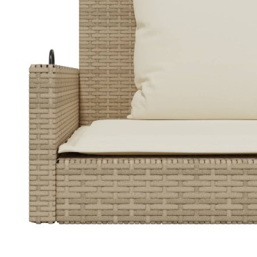 vidaXL Παγκάκι Κούνια Μπεζ 119x56x48cm Συνθετικό Ρατάν με Μαξιλάρια 1 τεμ.