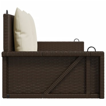 vidaXL Παγκάκι Κούνια Καφέ 119x56x48cm Συνθετικό Ρατάν με Μαξιλάρια 1 τεμ.