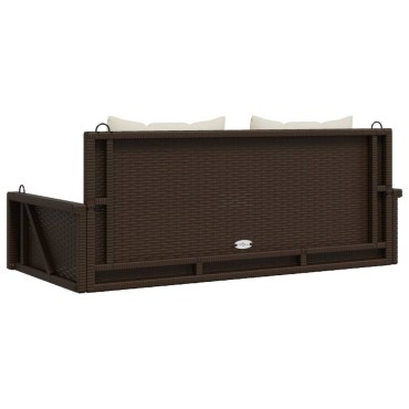 vidaXL Παγκάκι Κούνια Καφέ 119x56x48cm Συνθετικό Ρατάν με Μαξιλάρια 1 τεμ.