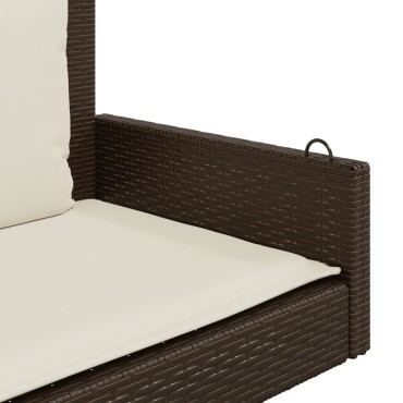 vidaXL Παγκάκι Κούνια Καφέ 119x56x48cm Συνθετικό Ρατάν με Μαξιλάρια 1 τεμ.