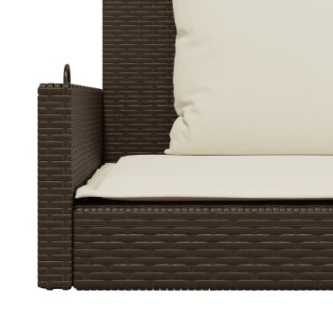 vidaXL Παγκάκι Κούνια Καφέ 119x56x48cm Συνθετικό Ρατάν με Μαξιλάρια 1 τεμ.