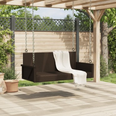 vidaXL Παγκάκι Κούνια Καφέ 119x56x48cm από Συνθετικό Ρατάν 1 τεμ.