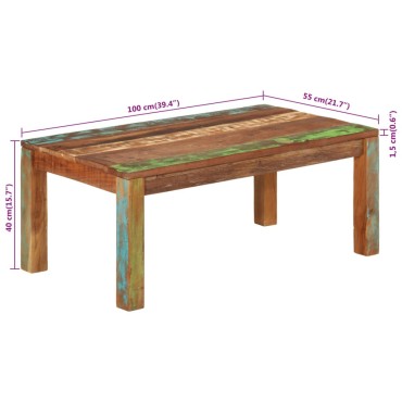 vidaXL Τραπεζάκι Σαλονιού 110x55x40cm Μασίφ Ανακυκλωμένο Ξύλο 1 τεμ.