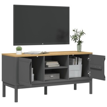 vidaXL Έπιπλο Τηλεόρασης FLORO Γκρι 114x43x55cm Μασίφ Ξύλο Πεύκου
