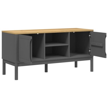 vidaXL Έπιπλο Τηλεόρασης FLORO Γκρι 114x43x55cm Μασίφ Ξύλο Πεύκου