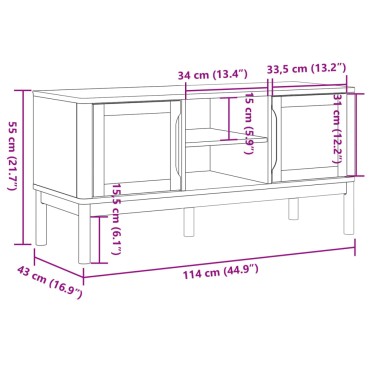 vidaXL Έπιπλο Τηλεόρασης FLORO Γκρι 114x43x55cm Μασίφ Ξύλο Πεύκου