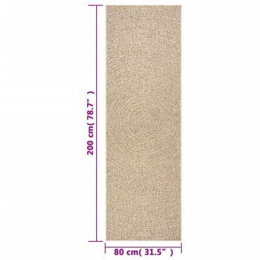 vidaXL Χαλί ZIZUR Όψη Γιούτας Εσωτ. & Εξωτ. Χώρου 80x200cm