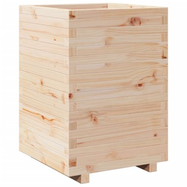 vidaXL Ζαρντινιέρα Λευκή 50x50x72,5 εκ από Μασίφ Ξύλο Πεύκου
