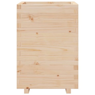 vidaXL Ζαρντινιέρα Λευκή 50x50x72,5 εκ από Μασίφ Ξύλο Πεύκου