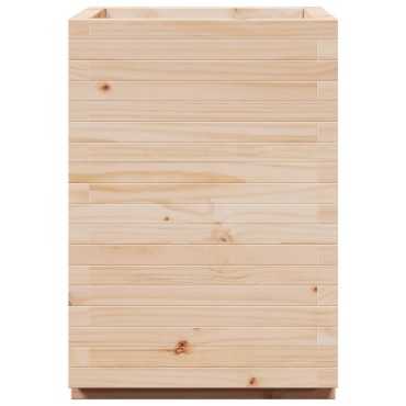 vidaXL Ζαρντινιέρα Λευκή 50x50x72,5 εκ από Μασίφ Ξύλο Πεύκου