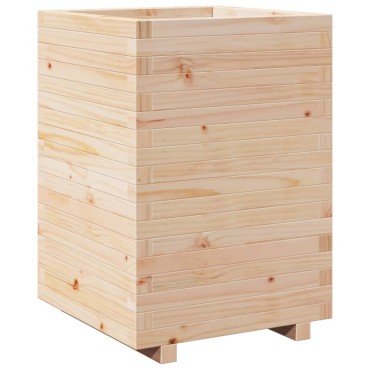 vidaXL Ζαρντινιέρα Λευκή 50x50x72,5 εκ από Μασίφ Ξύλο Πεύκου