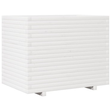 vidaXL Ζαρντινιέρα Λευκή 90x60x72 εκ. από Μασίφ Ξύλο Πεύκου