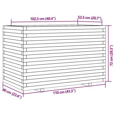 vidaXL Ζαρντινιέρα Καφέ Κεριού 110x60x72 εκ. από Μασίφ Ξύλο Πεύκου