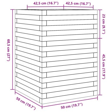 vidaXL Ζαρντινιέρα Λευκή. 50x50x68,5 εκ από Μασίφ Ξύλο Πεύκου