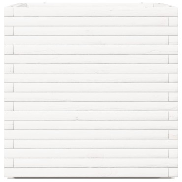 vidaXL Ζαρντινιέρα Λευκή 70x70x72 εκ. από Μασίφ Ξύλο Πεύκου