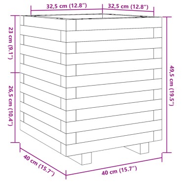 vidaXL Ζαρντινιέρα Καφέ Κεριού 40x40x49,5 εκ. από Μασίφ Ξύλο Πεύκου