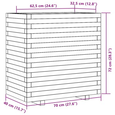 vidaXL Ζαρντινιέρα 70x40x72 εκ. από Μασίφ Ξύλο Πεύκου