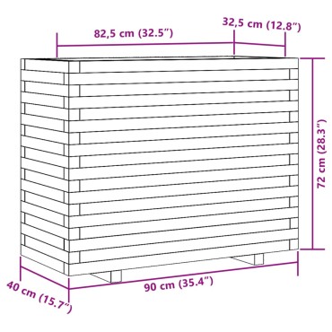 vidaXL Ζαρντινιέρα Καφέ Κεριού 90x40x72 εκ. από Μασίφ Ξύλο Πεύκου