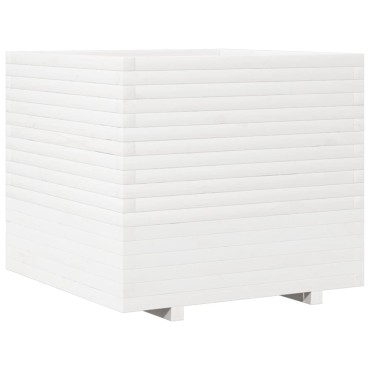 vidaXL Ζαρντινιέρα Λευκή 80x80x72 εκ. από Μασίφ Ξύλο Πεύκου