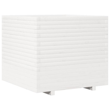 vidaXL Ζαρντινιέρα Λευκή 80x80x72 εκ. από Μασίφ Ξύλο Πεύκου