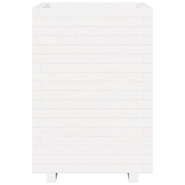vidaXL Ζαρντινιέρα Λευκή. 50x50x72,5 εκ από Μασίφ Ξύλο Πεύκου