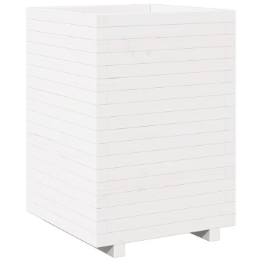 vidaXL Ζαρντινιέρα Λευκή. 50x50x72,5 εκ από Μασίφ Ξύλο Πεύκου
