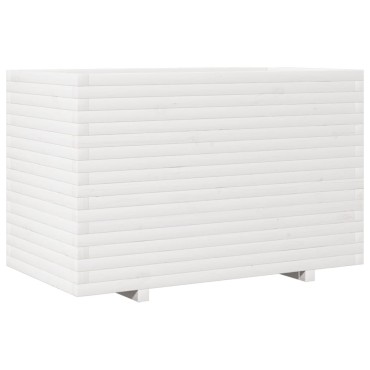vidaXL Ζαρντινιέρα Λευκή 110x60x72 εκ. από Μασίφ Ξύλο Πεύκου