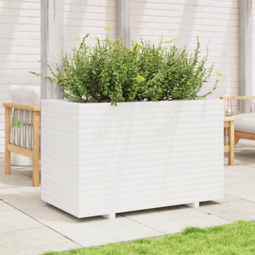 vidaXL Ζαρντινιέρα Λευκή 110x60x72 εκ. από Μασίφ Ξύλο Πεύκου
