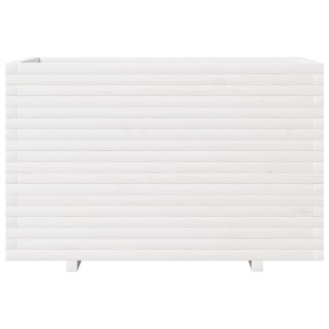 vidaXL Ζαρντινιέρα Λευκή 110x60x72 εκ. από Μασίφ Ξύλο Πεύκου