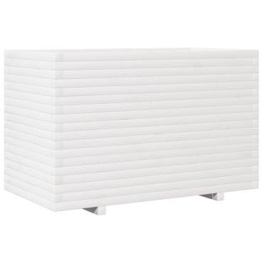 vidaXL Ζαρντινιέρα Λευκή 110x60x72 εκ. από Μασίφ Ξύλο Πεύκου