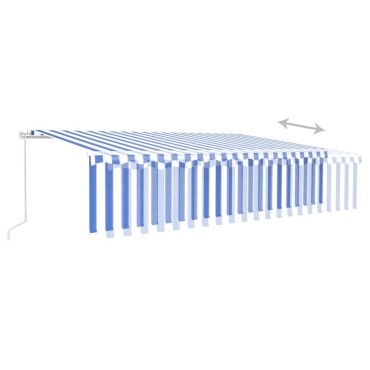 vidaXL Τέντα Συρόμενη Χειροκίνητη με Σκίαστρο & LED Μπλε/Λευκό 6x3 μ.