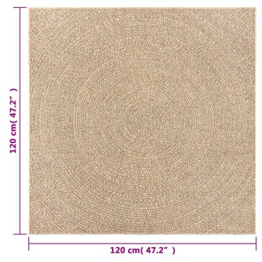 vidaXL Χαλί ZIZUR Όψη Γιούτας Εσωτ. & Εξωτ. Χώρου 120x120cm