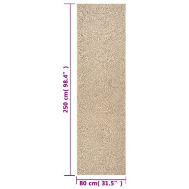 vidaXL Χαλί ZIZUR Όψη Γιούτας Εσωτ. & Εξωτ. Χώρου 80x250cm