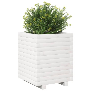 vidaXL Ζαρντινιέρα Λευκή 40x40x49,5 εκ. από Μασίφ Ξύλο Πεύκου