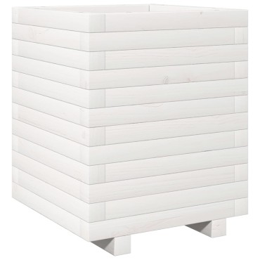 vidaXL Ζαρντινιέρα Λευκή 40x40x49,5 εκ. από Μασίφ Ξύλο Πεύκου