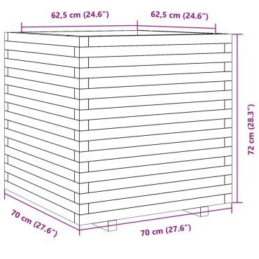 vidaXL Ζαρντινιέρα Καφέ Κεριού 70x70x72 εκ. από Μασίφ Ξύλο Πεύκου