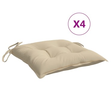 vidaXL Μαξιλάρια Καρέκλας 4 τεμ. Μπεζ 40x40x7cm Υφασμάτινα
