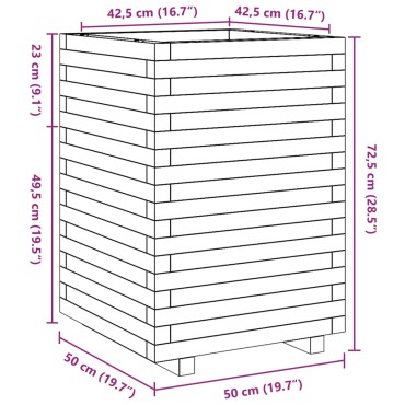 vidaXL Ζαρντινιέρα Καφέ Κεριού 50x50x72,5 εκ. από Μασίφ Ξύλο Πεύκου