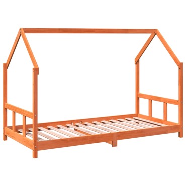 vidaXL Πλαίσιο Κρεβατιού Παιδικό Καφέ 90x190cm από Μασίφ Ξύλο Πεύκου 1 τεμ. - Μονό