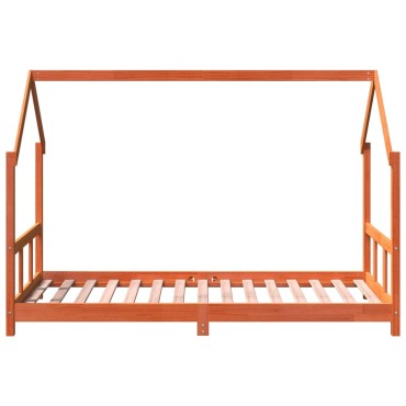 vidaXL Πλαίσιο Κρεβατιού Παιδικό Καφέ 90x190cm από Μασίφ Ξύλο Πεύκου 1 τεμ. - Μονό