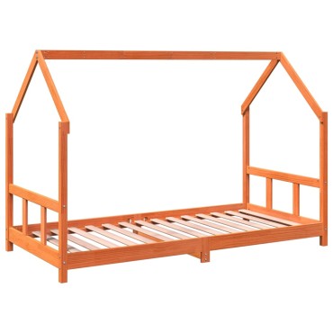 vidaXL Πλαίσιο Κρεβατιού Παιδικό Καφέ 90x190cm από Μασίφ Ξύλο Πεύκου 1 τεμ. - Μονό