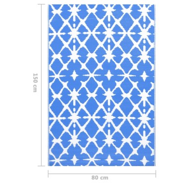 vidaXL Χαλί εξωτερικού χώρου ARAKIL Μπλε και λευκό 80x150 cm PP