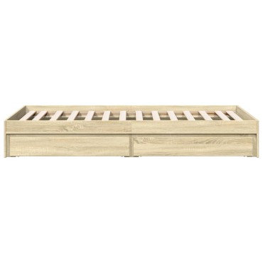 vidaXL Πλαίσιο Κρεβατιού με Συρτάρια Sonoma Δρυς 90x190εκ. Επεξ. Ξύλο