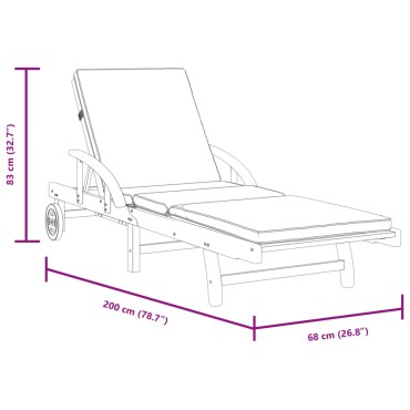 vidaXL Ξαπλώστρες με Μαξιλάρια 2 τεμ. 200x68x83cm Μασίφ Ξύλο Ακακίας