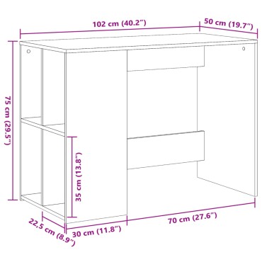 vidaXL Γραφείο Γκρι Σκυροδέματος 102x50x75cm Επεξεργασμένο Ξύλο 1 τεμ.