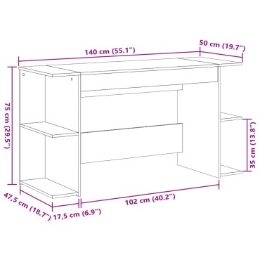 vidaXL Γραφείο Καπνιστή Δρυς 140x50x75cm από Επεξεργασμένο Ξύλο 1 τεμ.